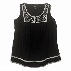 Style & Co. Beaded Sleeveless Black Top [Size: 16]